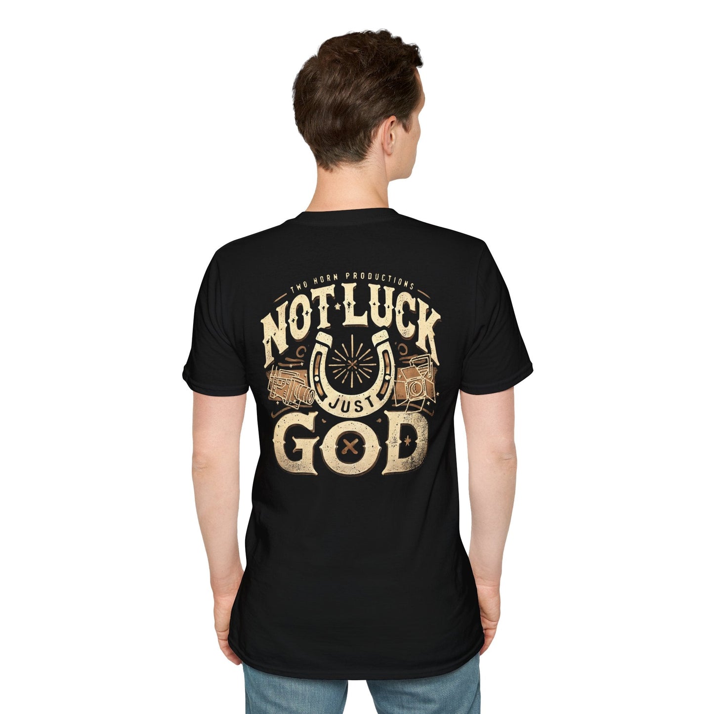 Not Luck, Just God - Two Horn Productions T-Shirt, Unisex Casual Wear - Limited Quantity - Two Horn