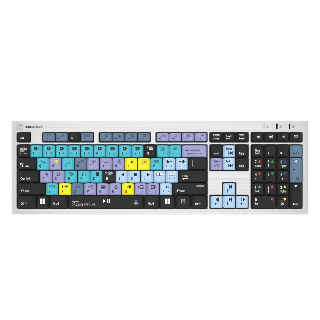 DaVinci Resolve Silver Slimline Keyboard - Windows - Two Horn