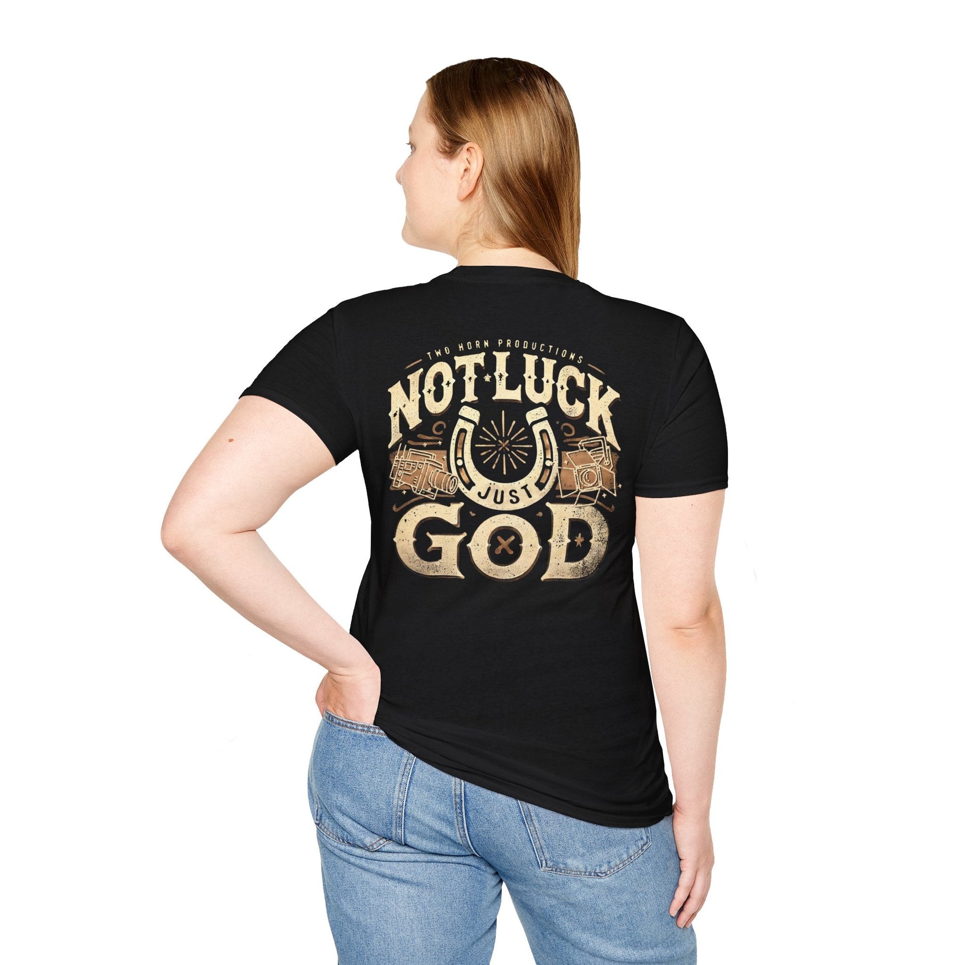 Not Luck, Just God - Two Horn Productions T-Shirt, Unisex Casual Wear - Limited Quantity - Two Horn
